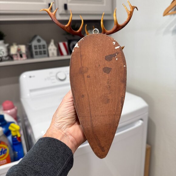 Vintage Carved Wood Deer Head Faux Taxidermy - Picture 12 of 12